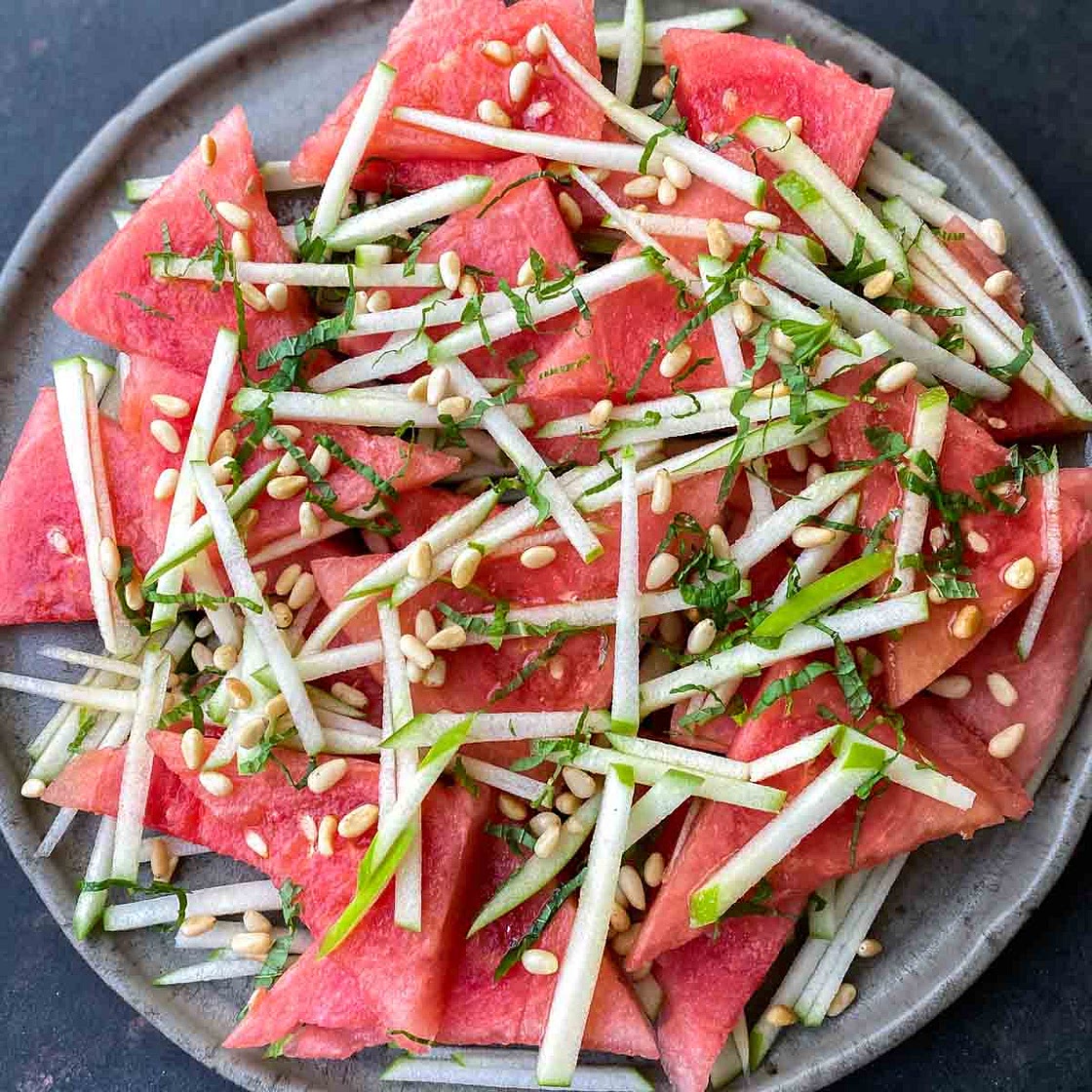 Watermelon Apple and Mint Salad