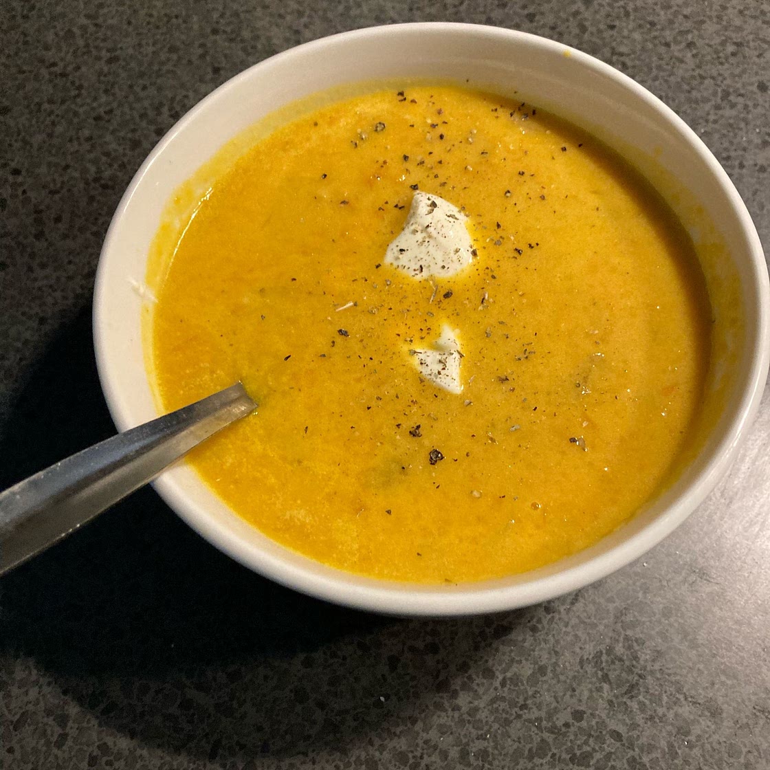 Roasted sweet potato & carrot soup