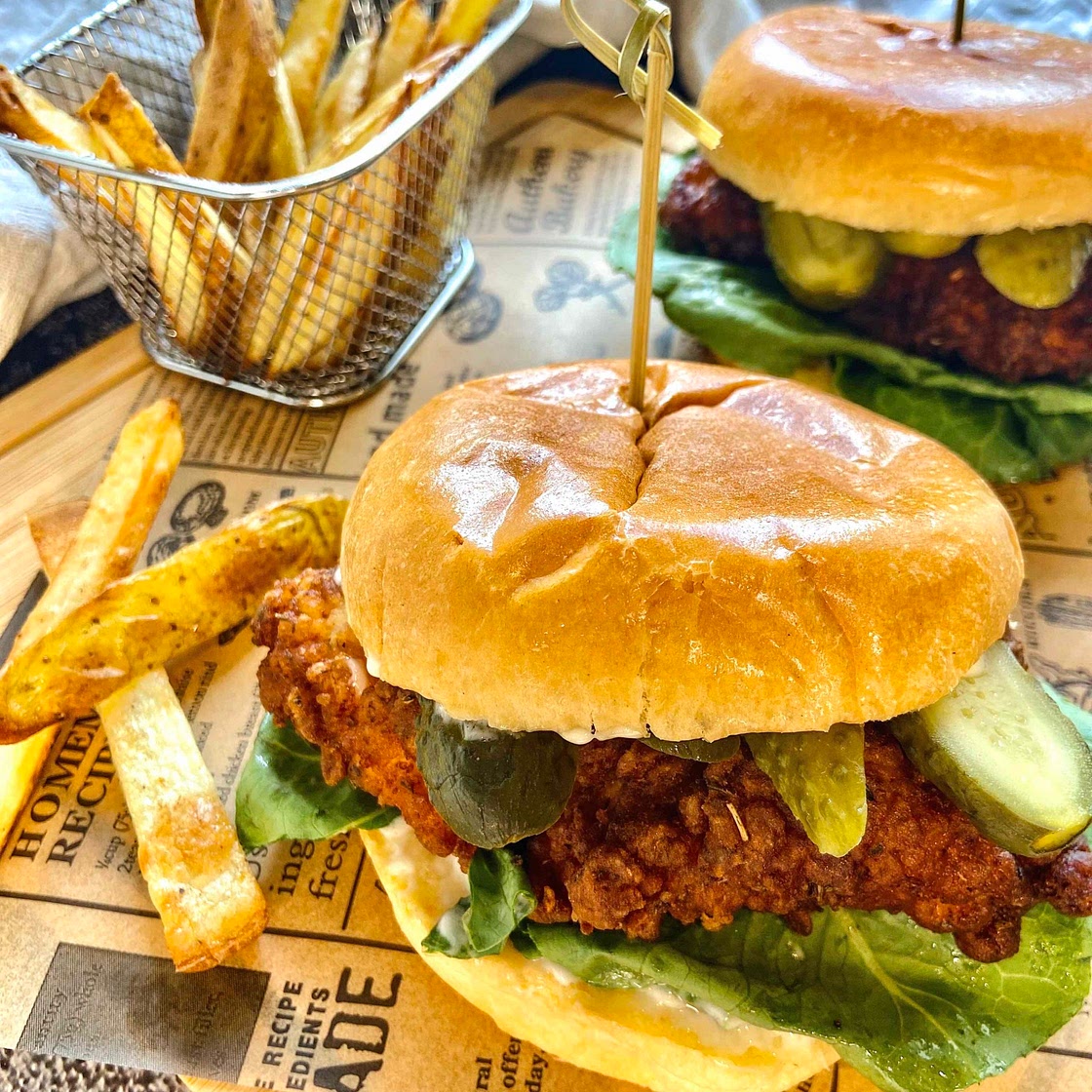 Truffle Mayo Buttermilk fried chicken burger 