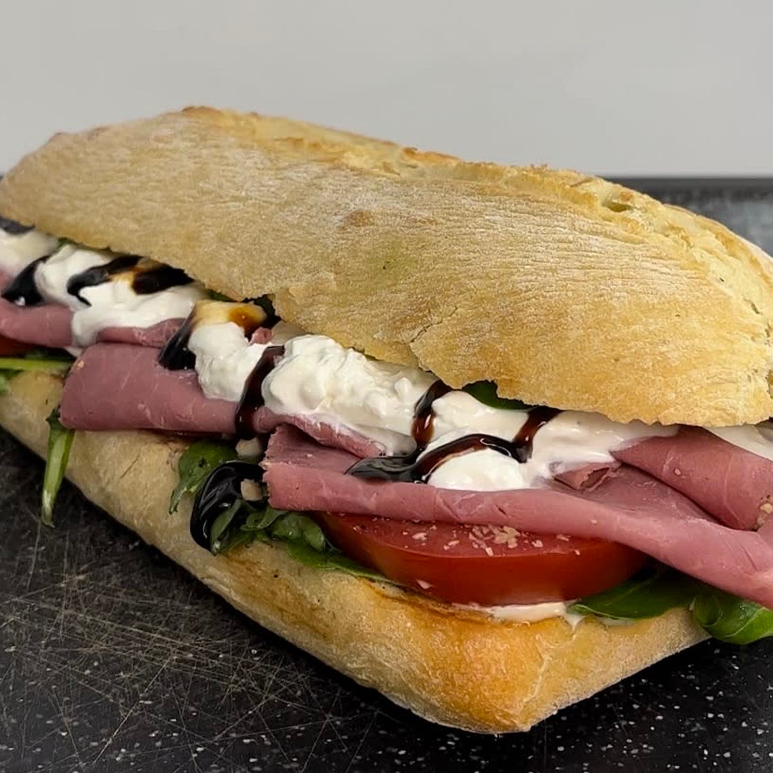Pastrami burrata sandwich