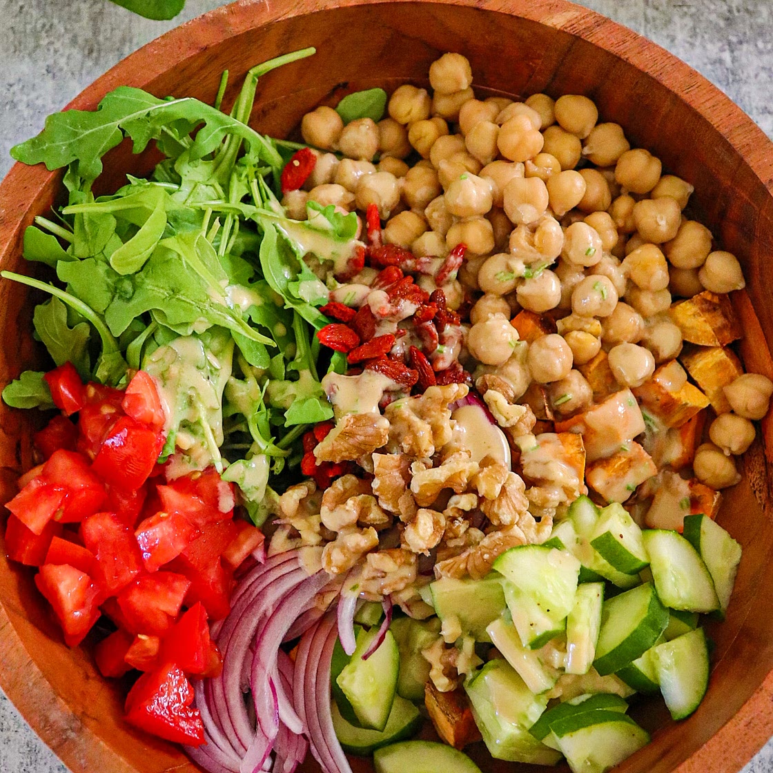 Hormone Balancing Arugula Salad with Rosemary Tahini Sauce