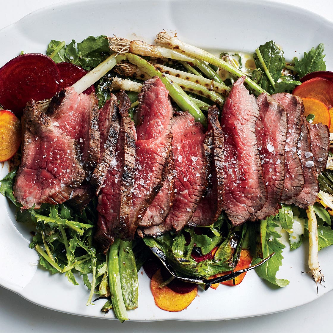 Grilled Steak Salad with Beets and Scallions