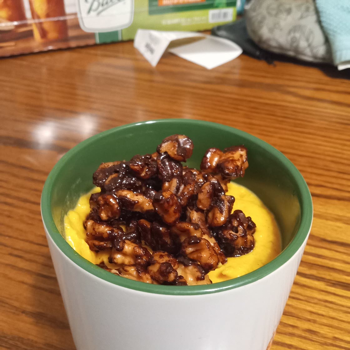 Butternut pumpkin soup with walnuts