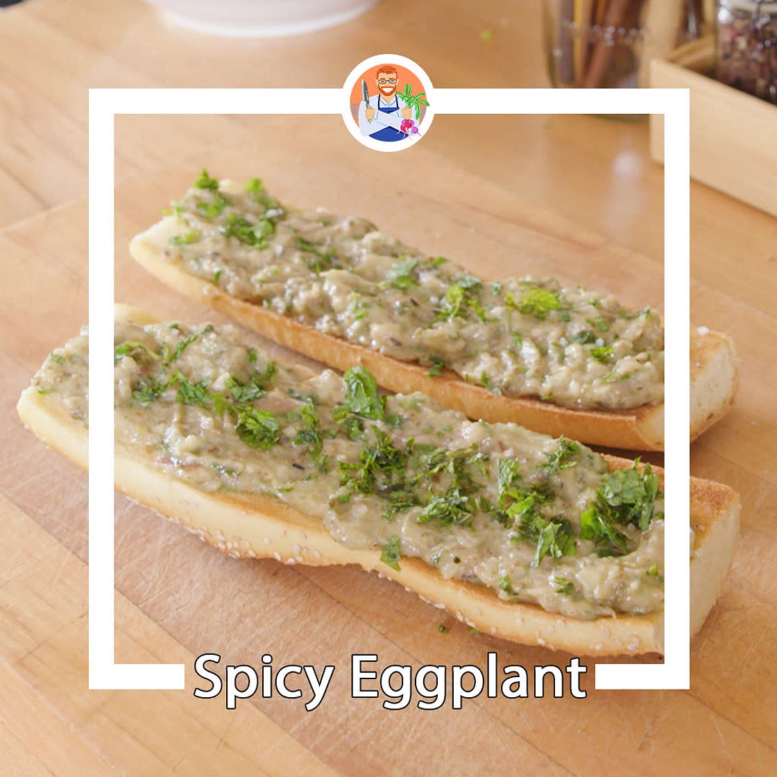 Spicy eggplant spread with mint, lime and Thai chilis