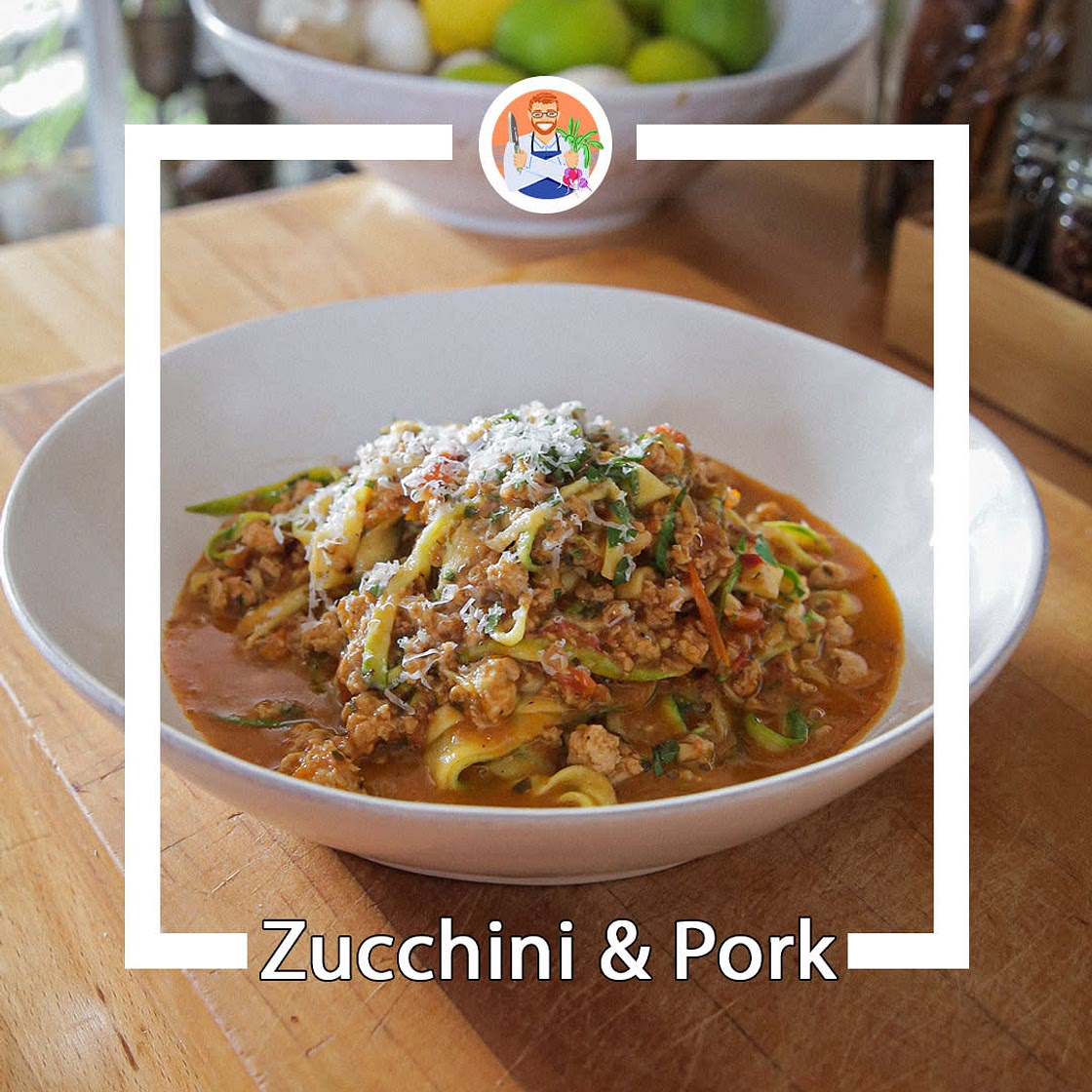 Sesame Leaf & Pork Tomato Sauce With Zoodles