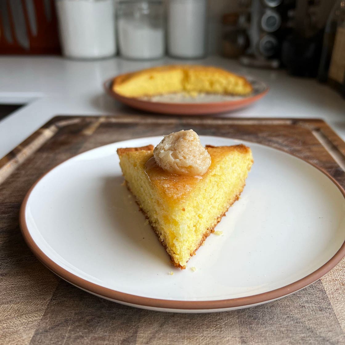 Brown Butter Skillet Cornbread with Cinnamon Honey-Butter