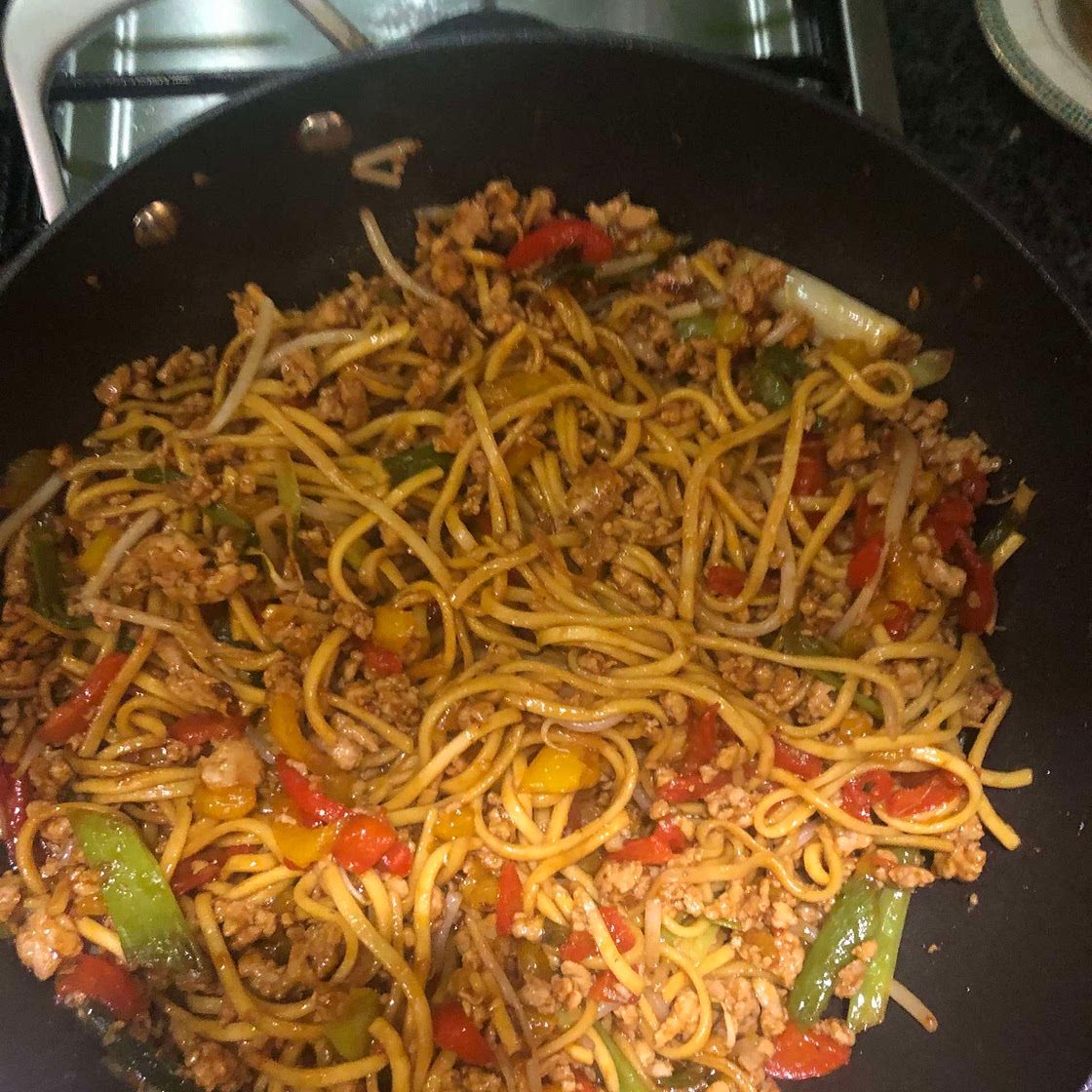 Korean Minced Chicken and Noodle Stir-fry