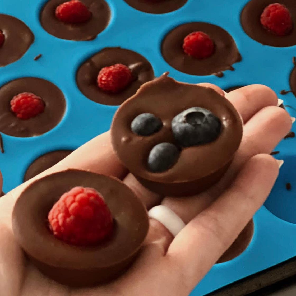 Chocolate Almond Butter Fudge with Berries