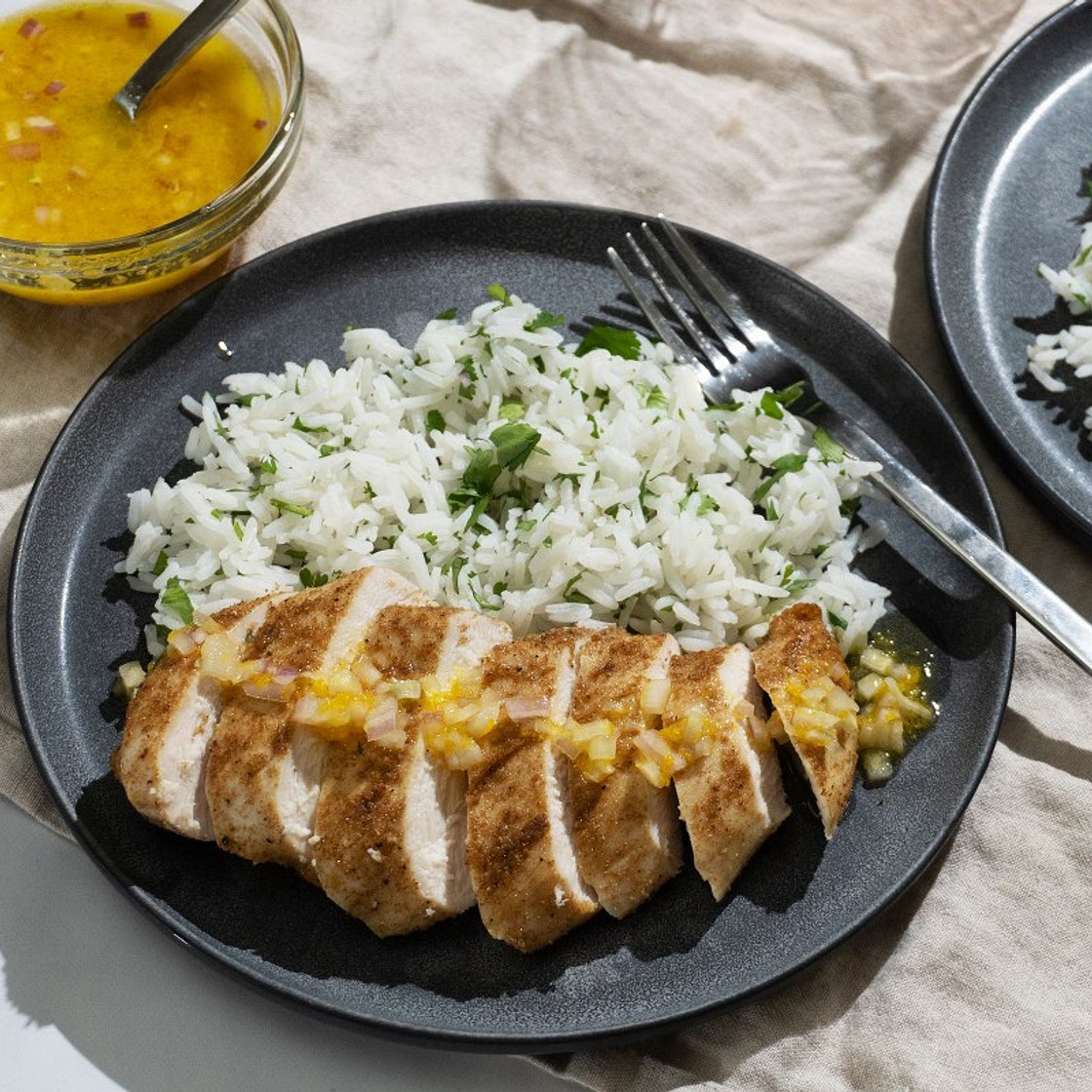 Citrus Glazed Chicken with Cilantro Rice