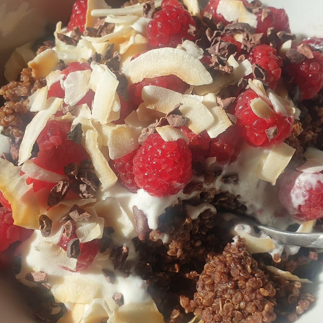 Chocolate, Coconut & Raspberry Quinoa Porridge