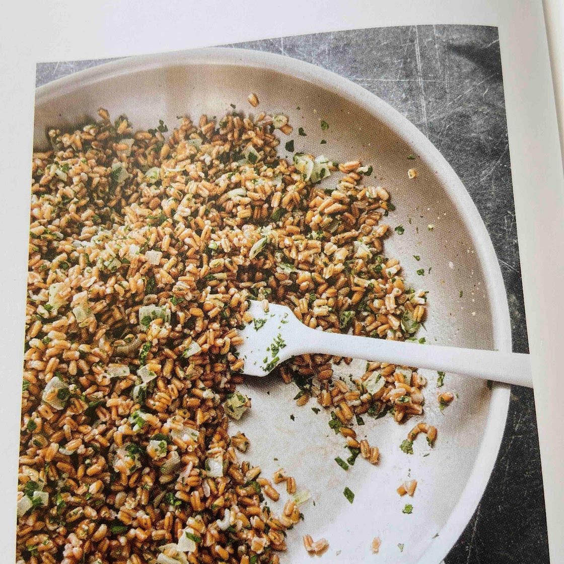 Warm farro with lemon and herbs