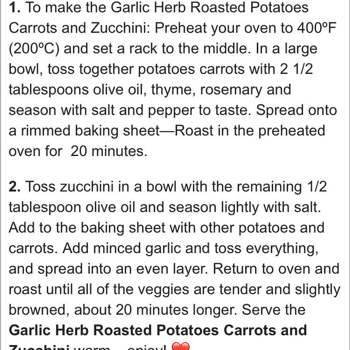 Garlic Herb Roasted Potatoes Carrots and Zucchini