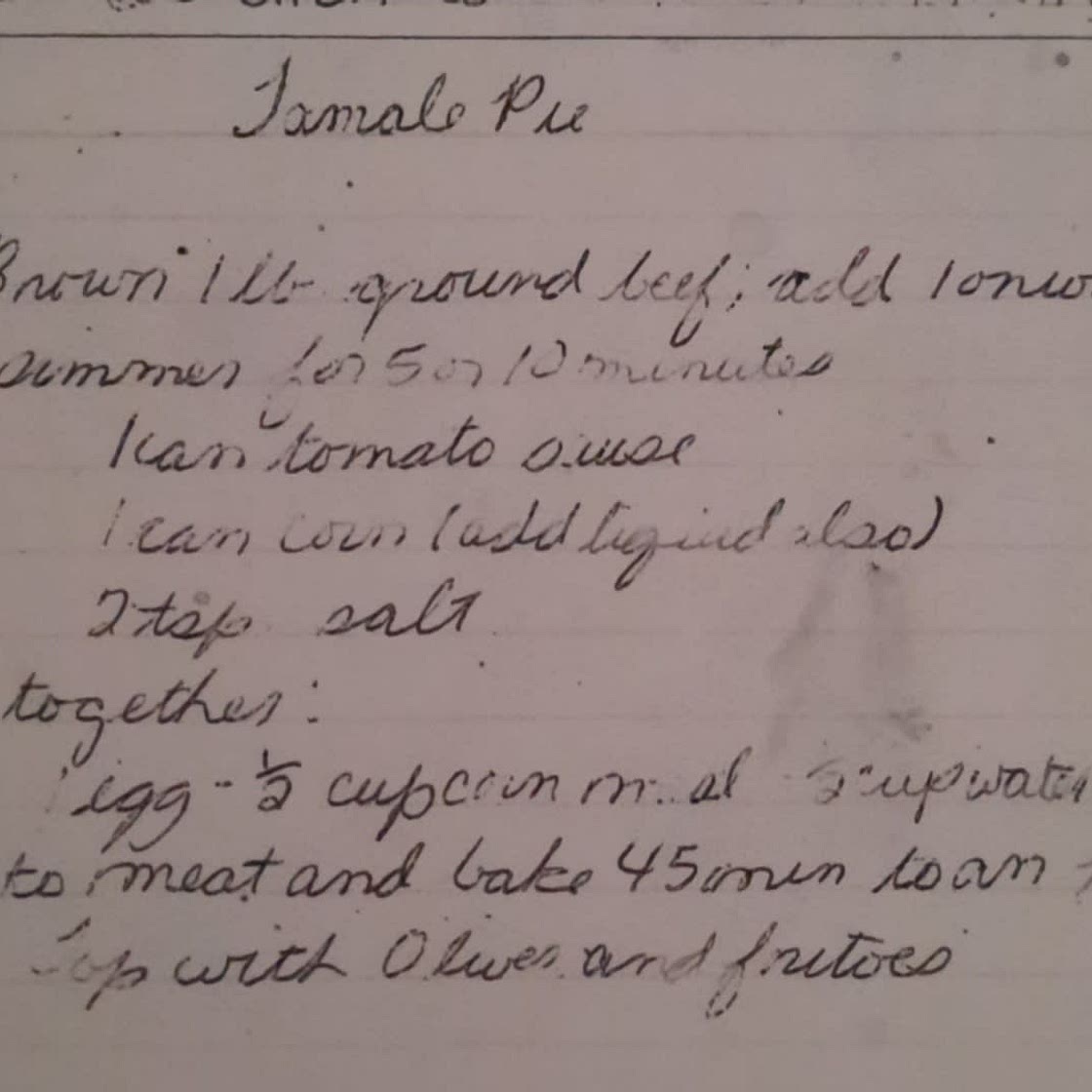 Moms tamale pie