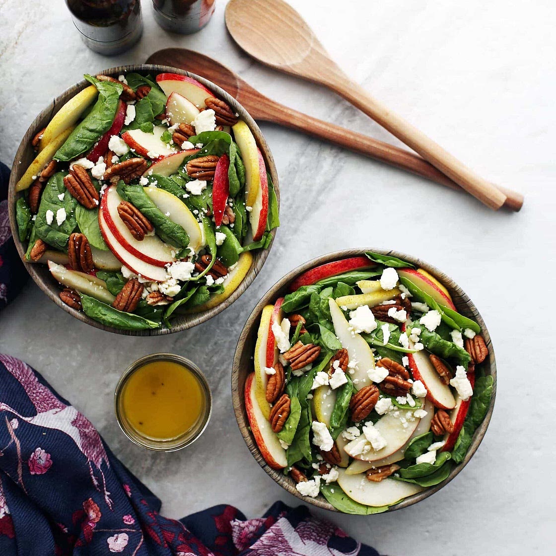Apple and Pear Spinach Salad with Honey Lemon Ginger Vinaigrette