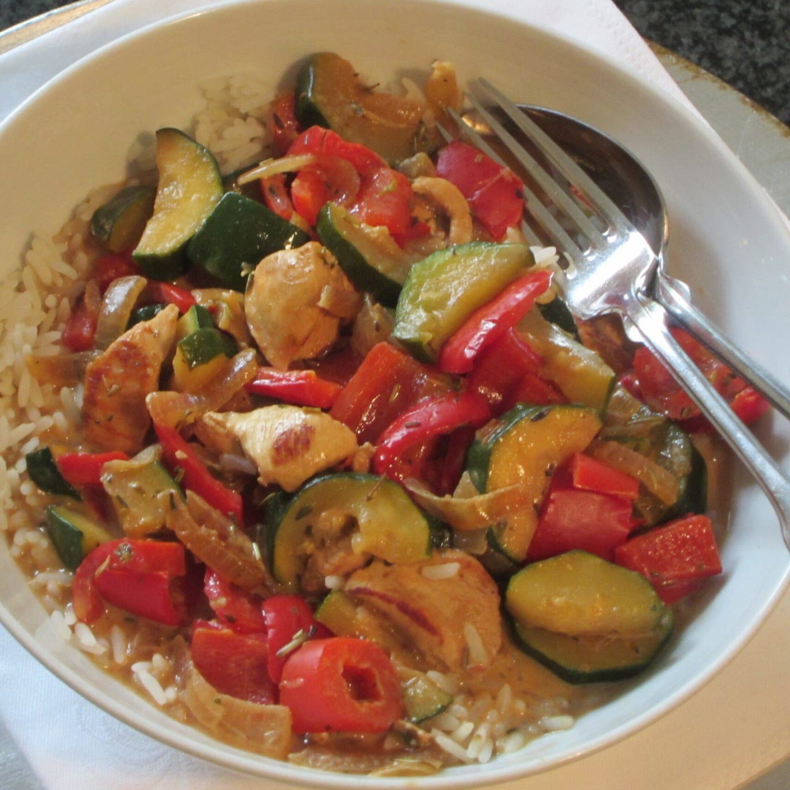 Schnelle Zucchini-Reis-Pfanne