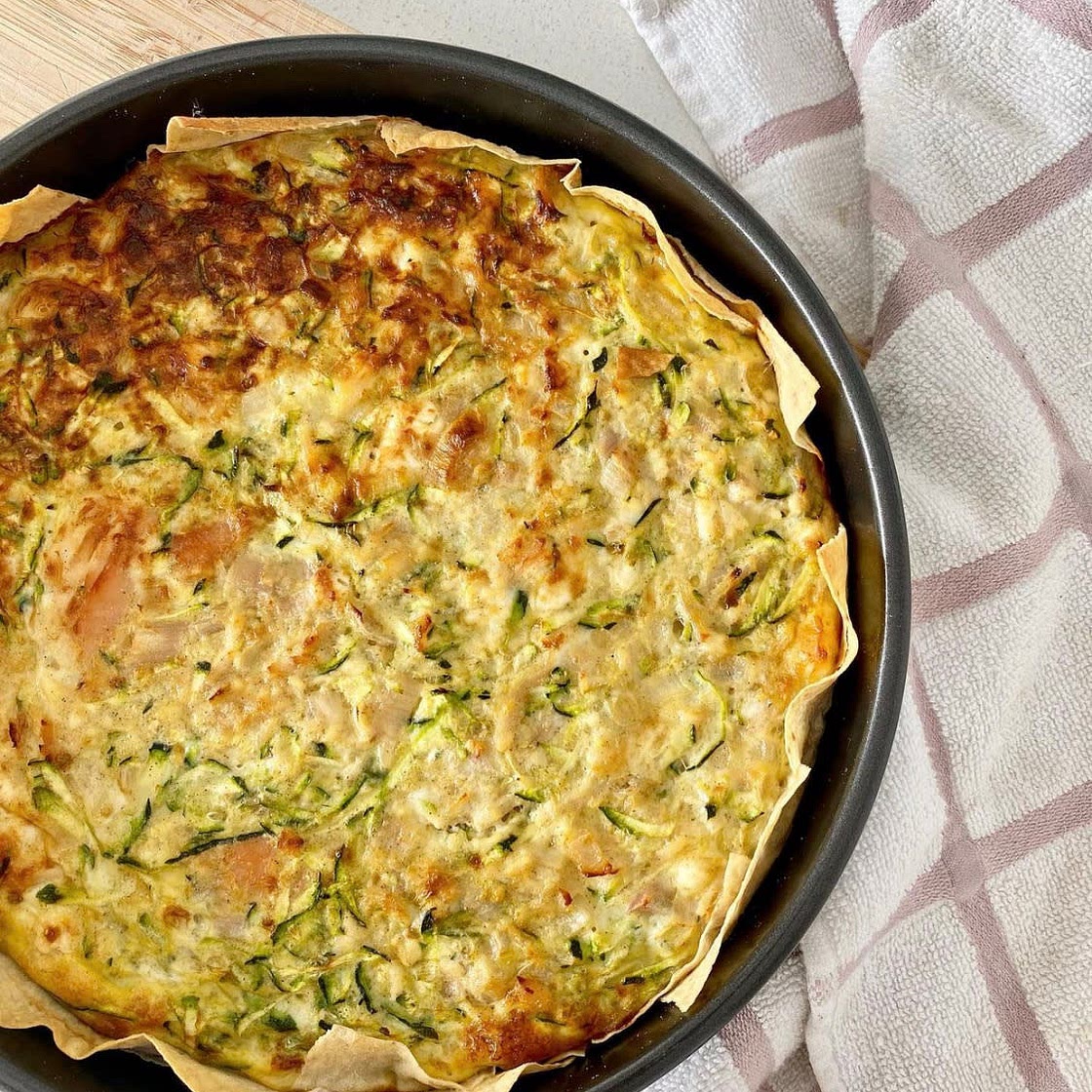 Chicken Zucchini Feta quiche 