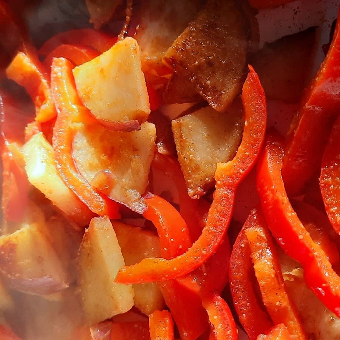 Roasted Skillet Breakfast Potatoes with Peppers & Onions (Gluten-Free, Vegan, Paleo)