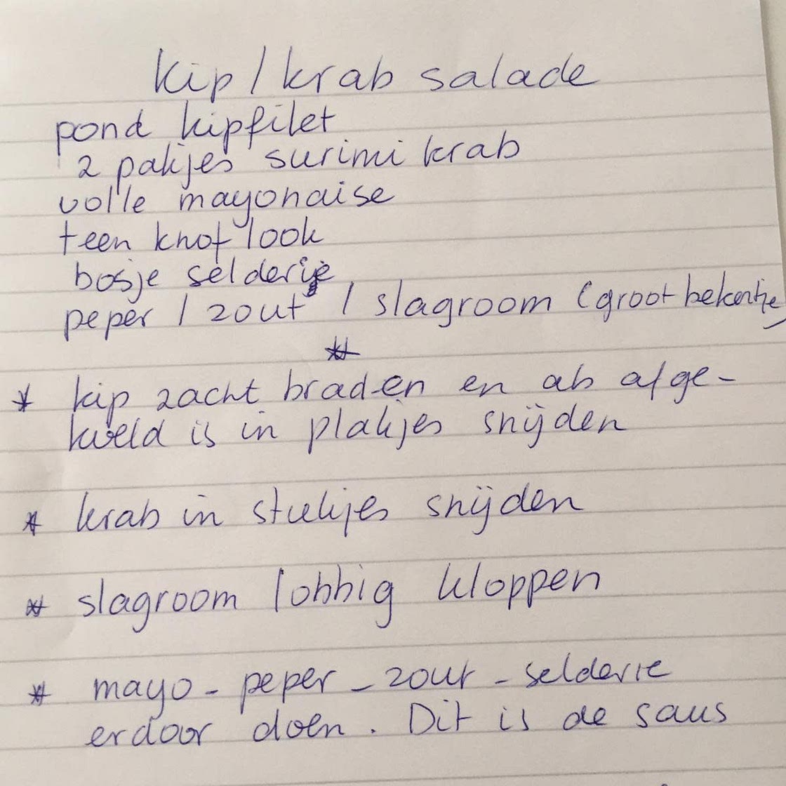Kip Krab salade