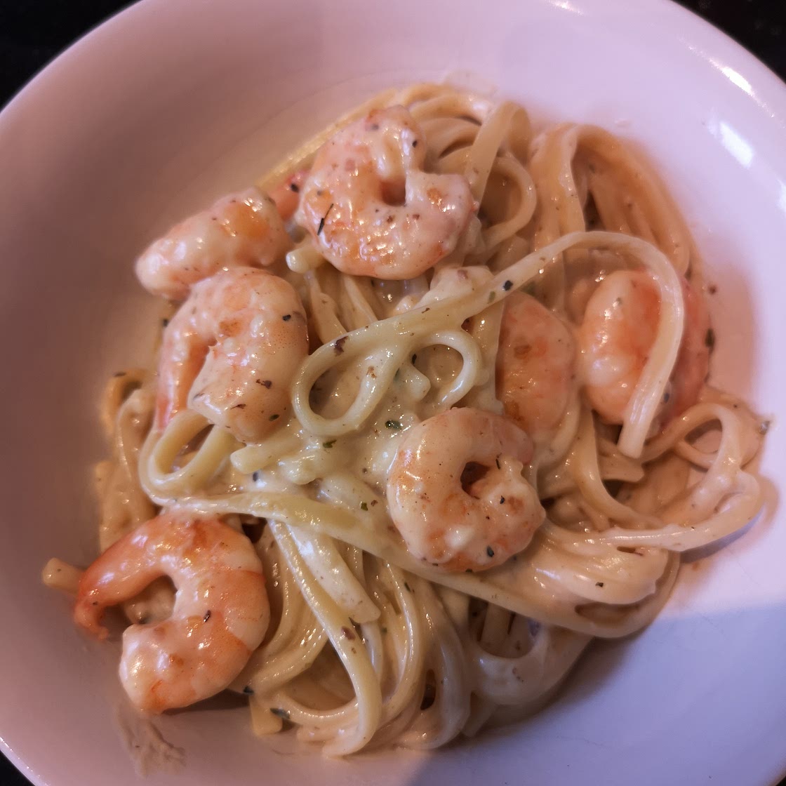 Creamy shrimp linguine
