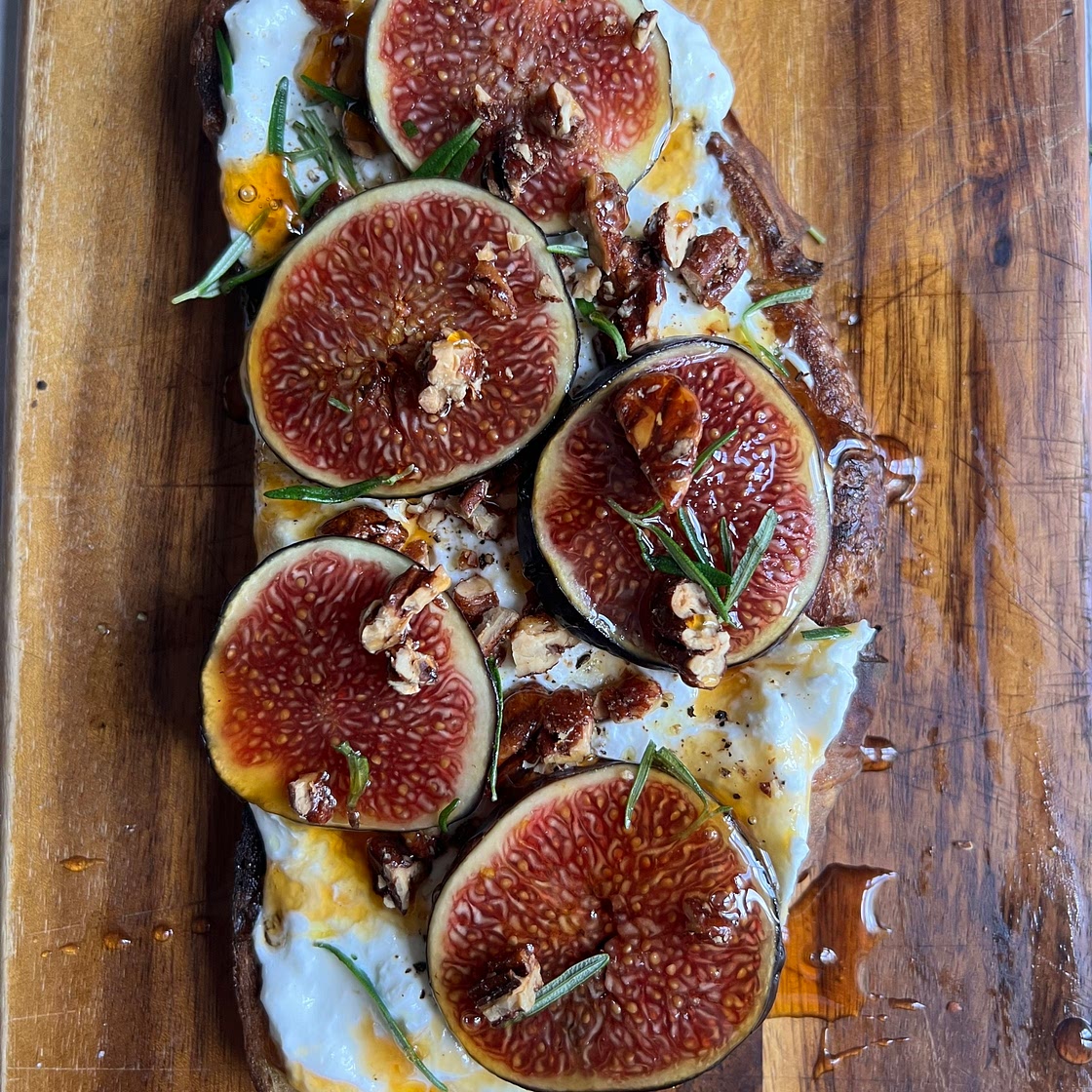 Fig + Burrata Toast with Candied Pecans