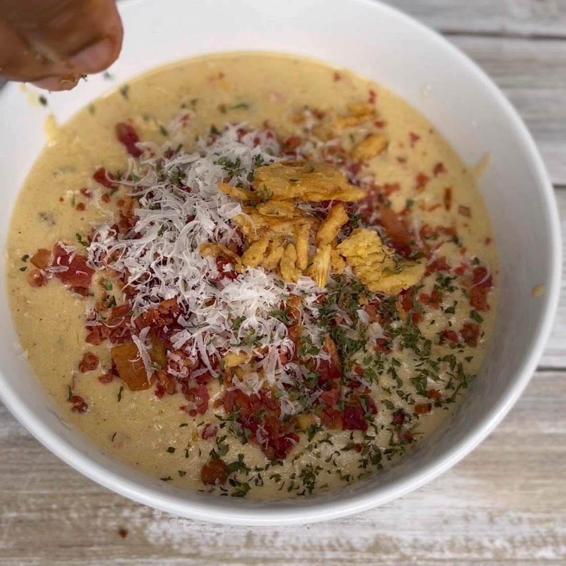 Loaded chicken & potatoes soup 