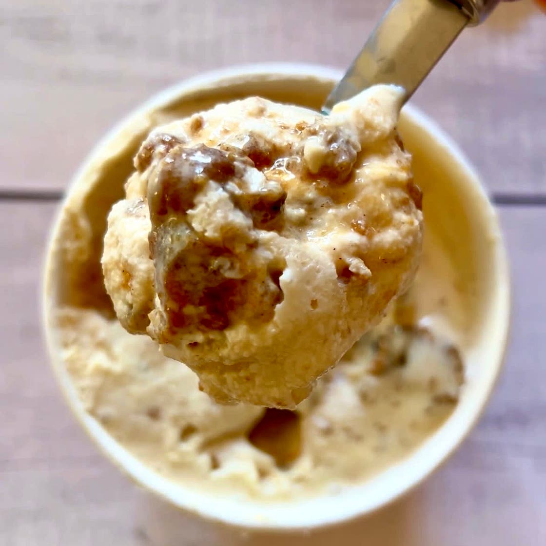 Salted Maple Ice-Cream with Pumpkin Sticky Toffee Cake Bites