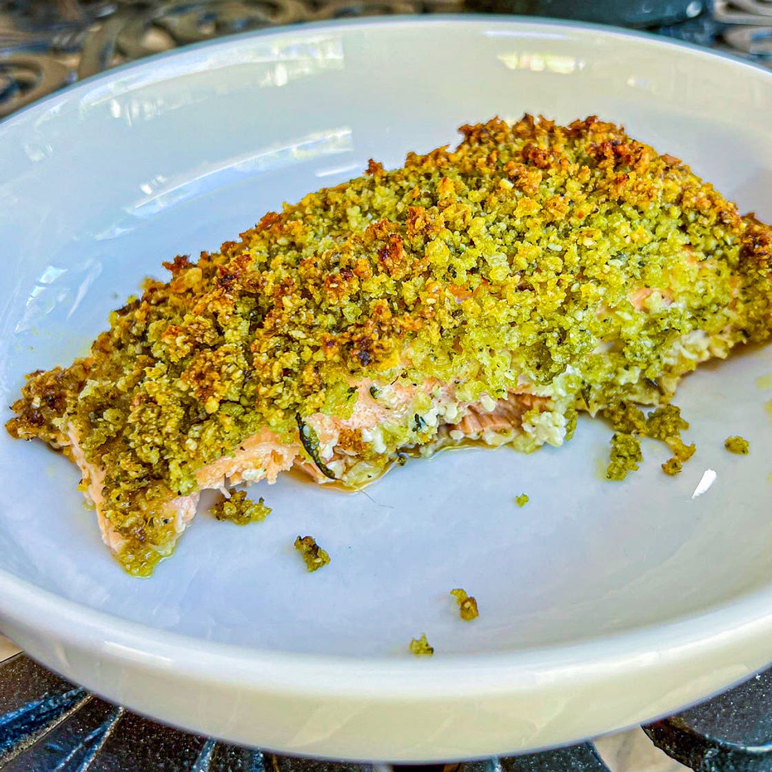 BAKED PESTO CRUSTED SALMON