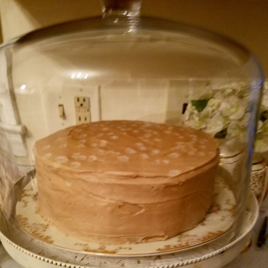 1-2-3-4 cake with caramel icing
