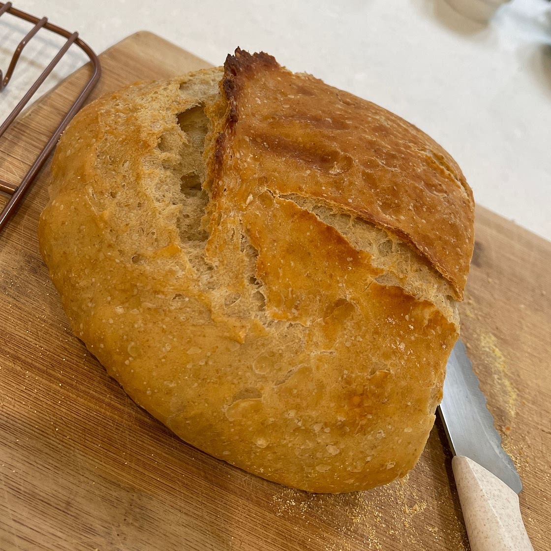 Rustic No Knead Yogurt Bread with Whipped Maple Butter