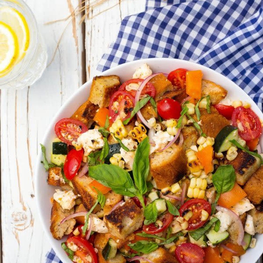 Summer Panzanella Salad with Grilled Corn
