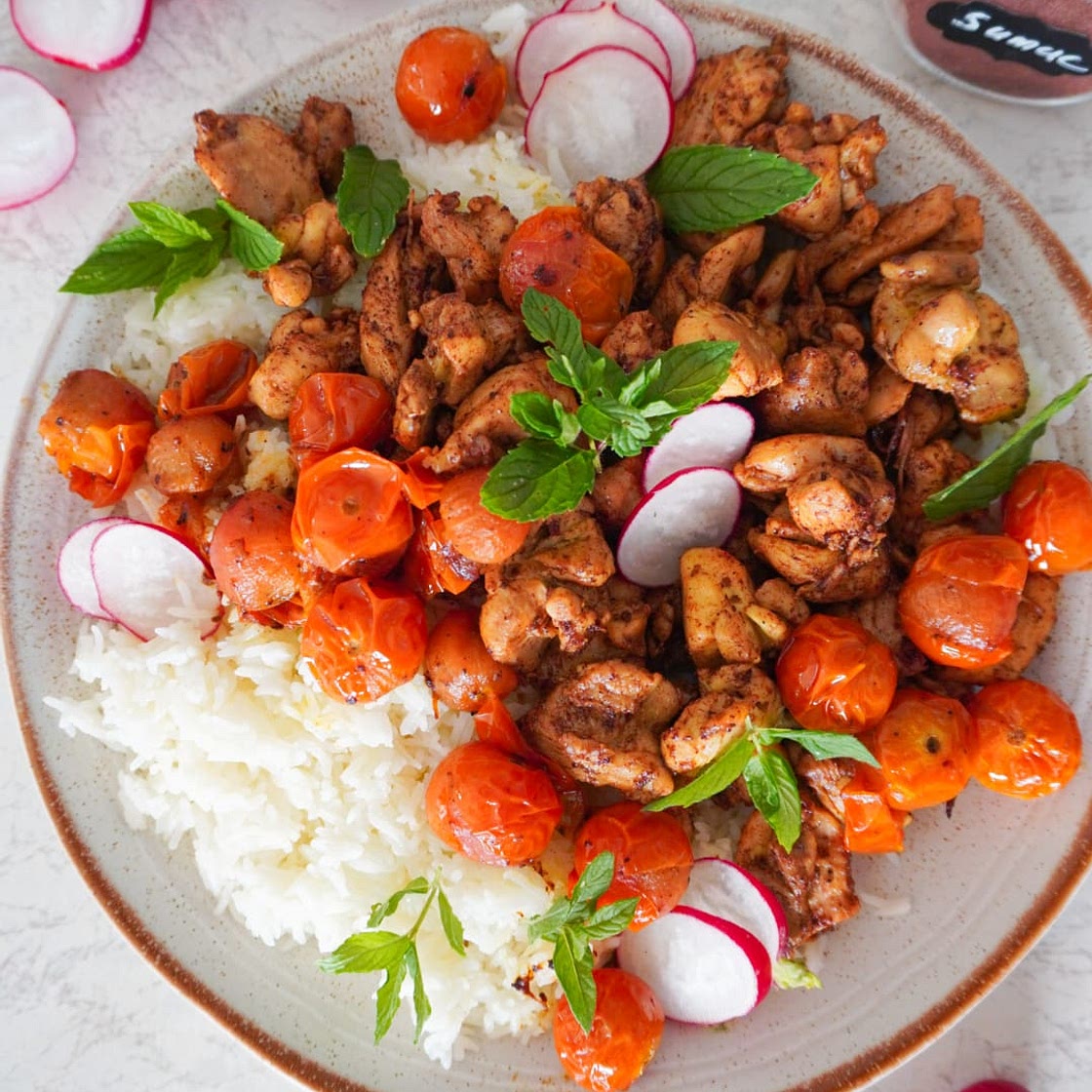 Sumac Chicken with Pan Fried Butter Tomatoes