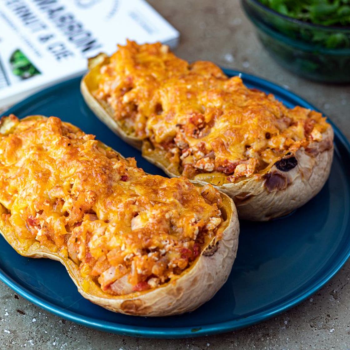 Butternut farcie au poulet et cheddar - Amandine Cooking