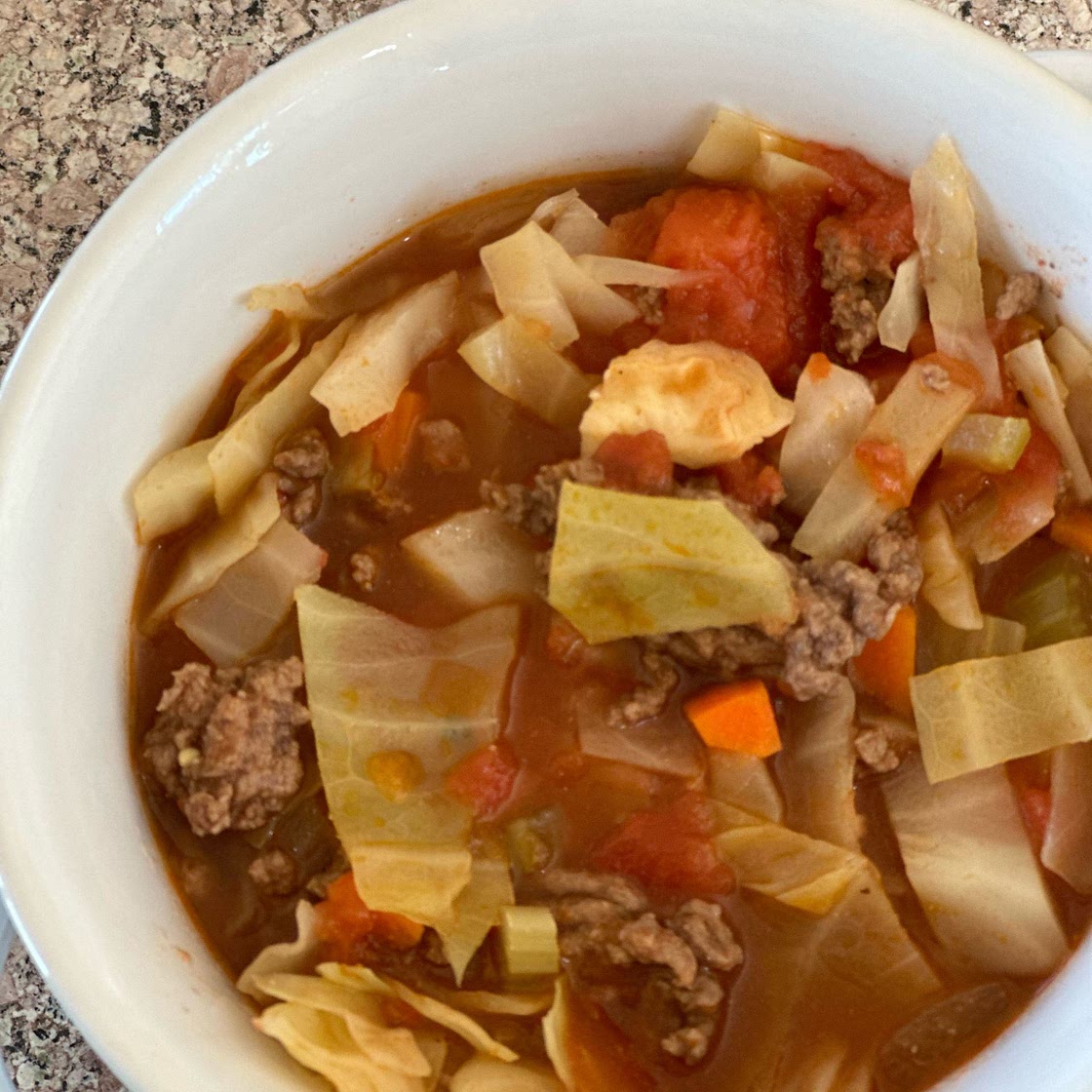 Chunky Beef, Cabbage and Tomato Soup (Instant Pot or Stove Top)