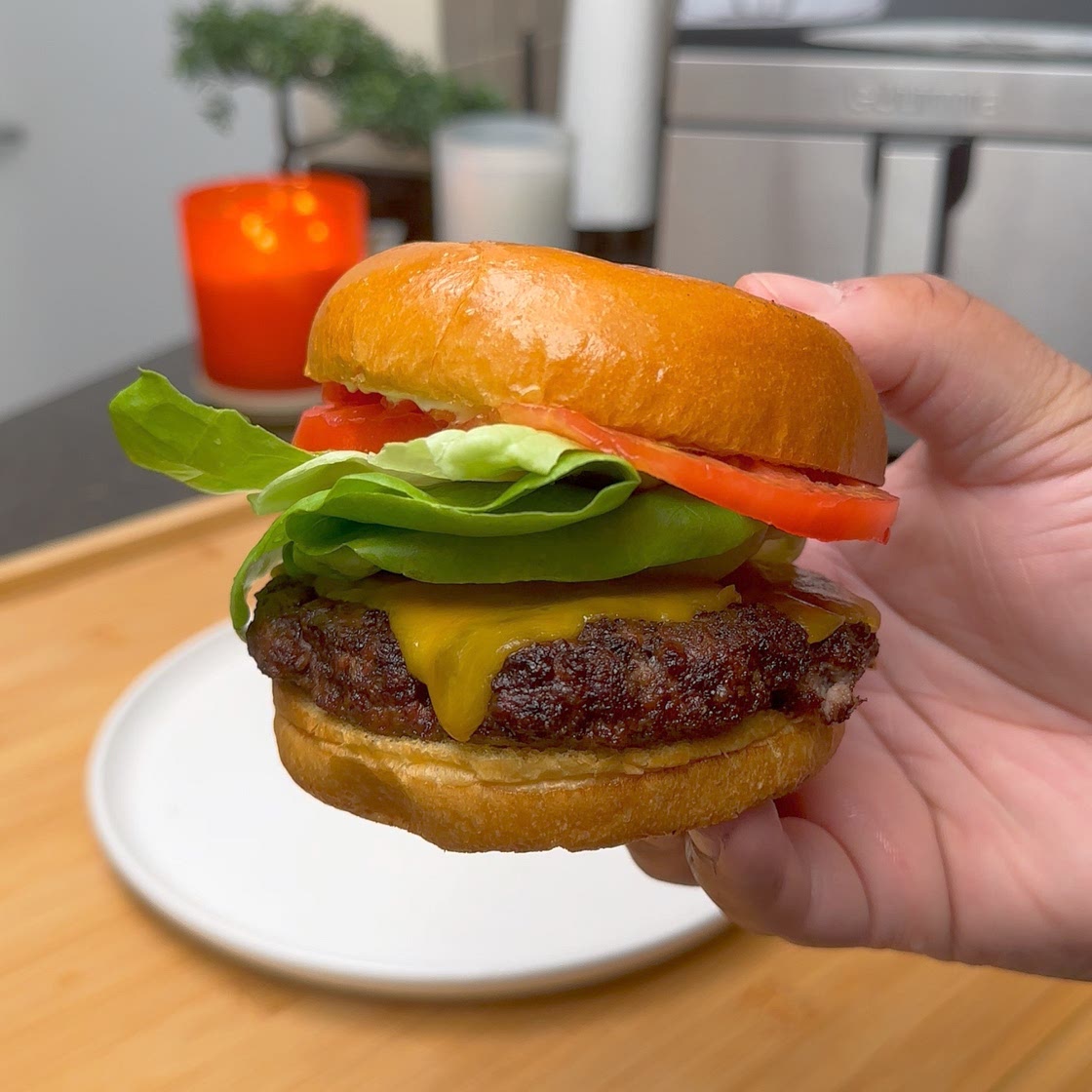 Air Fryer Cheese Burger