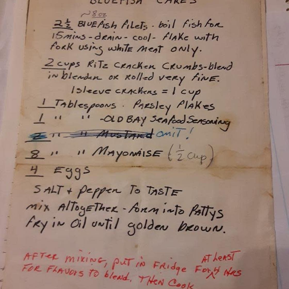 Mom's Bluefish Cakes