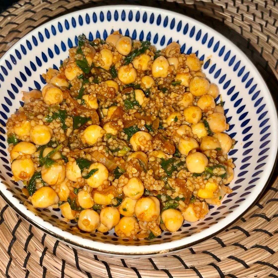 Chickpeas, Couscous and Spinach