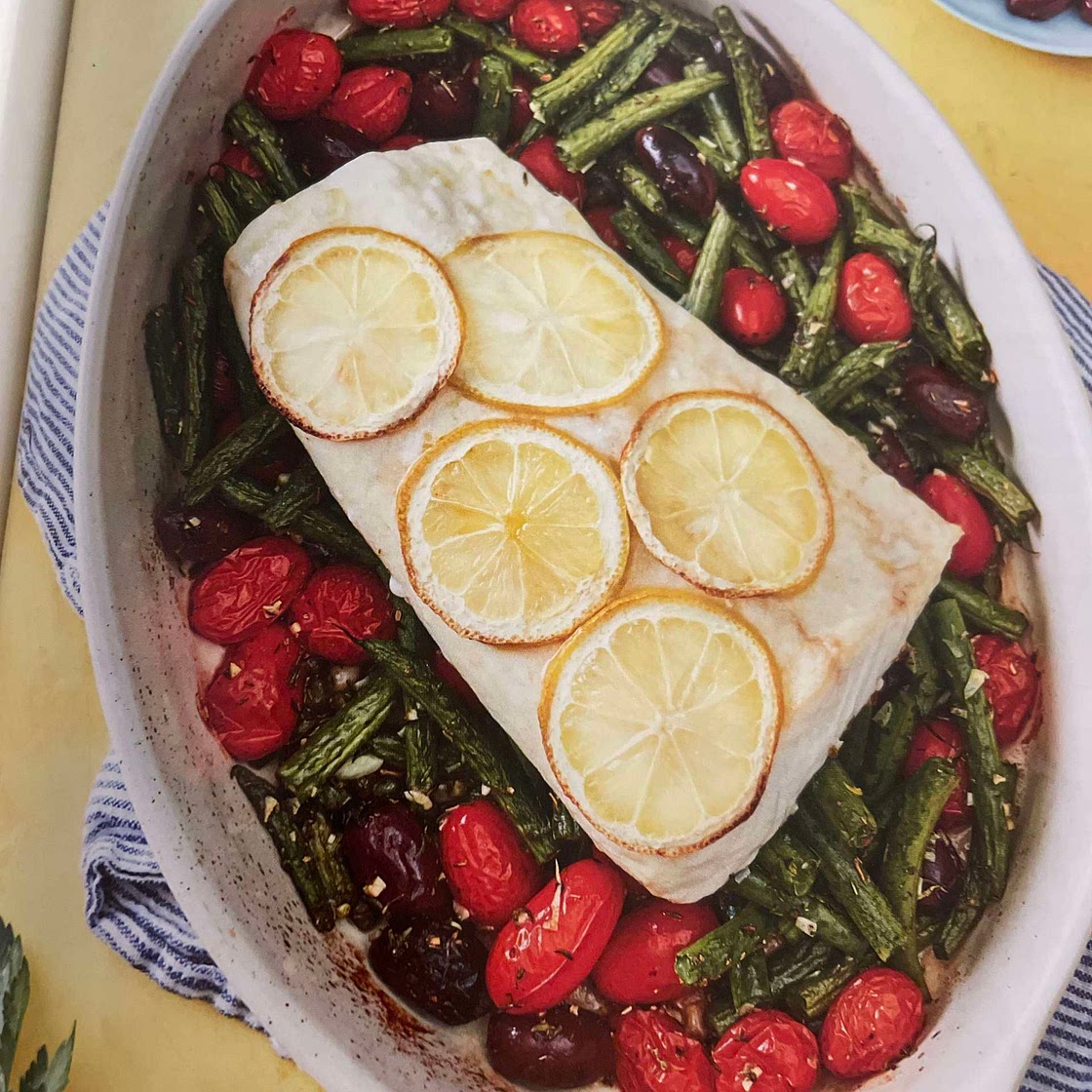 Baked Fish and Green beans