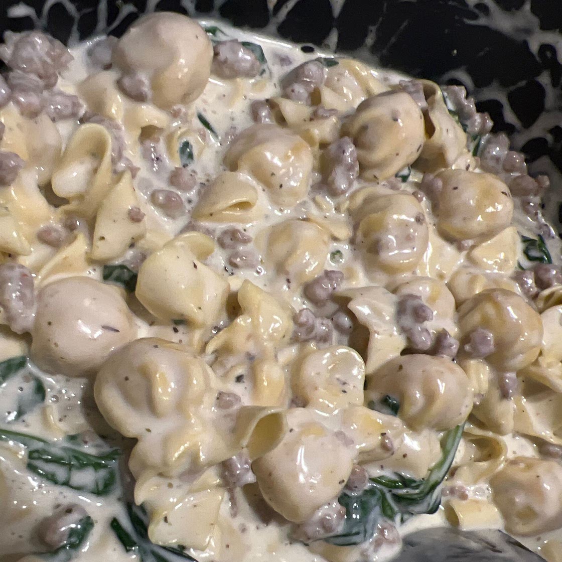 Creamy Sausage Tortellini Skillet