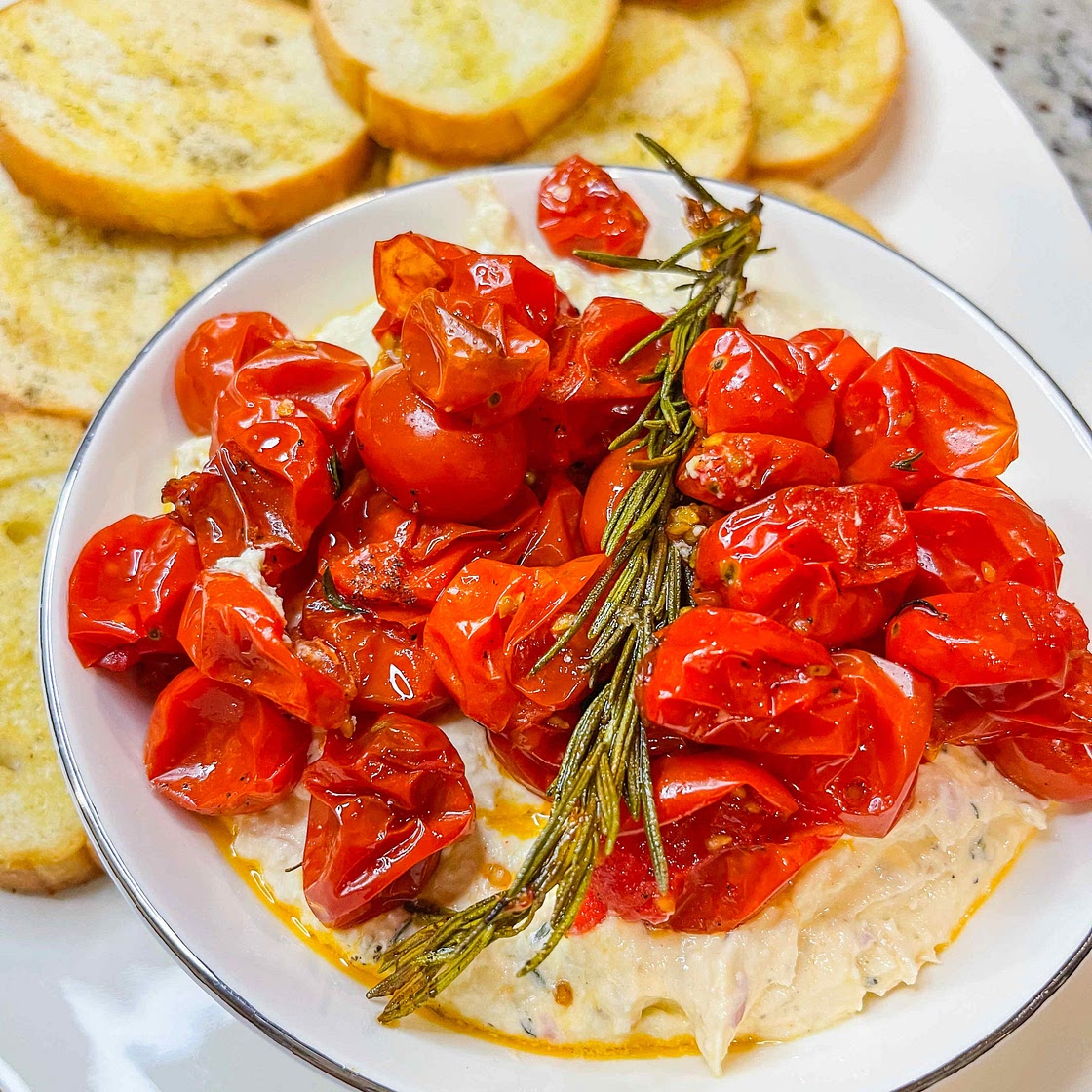 Whipped feta with roasted tomato dip 