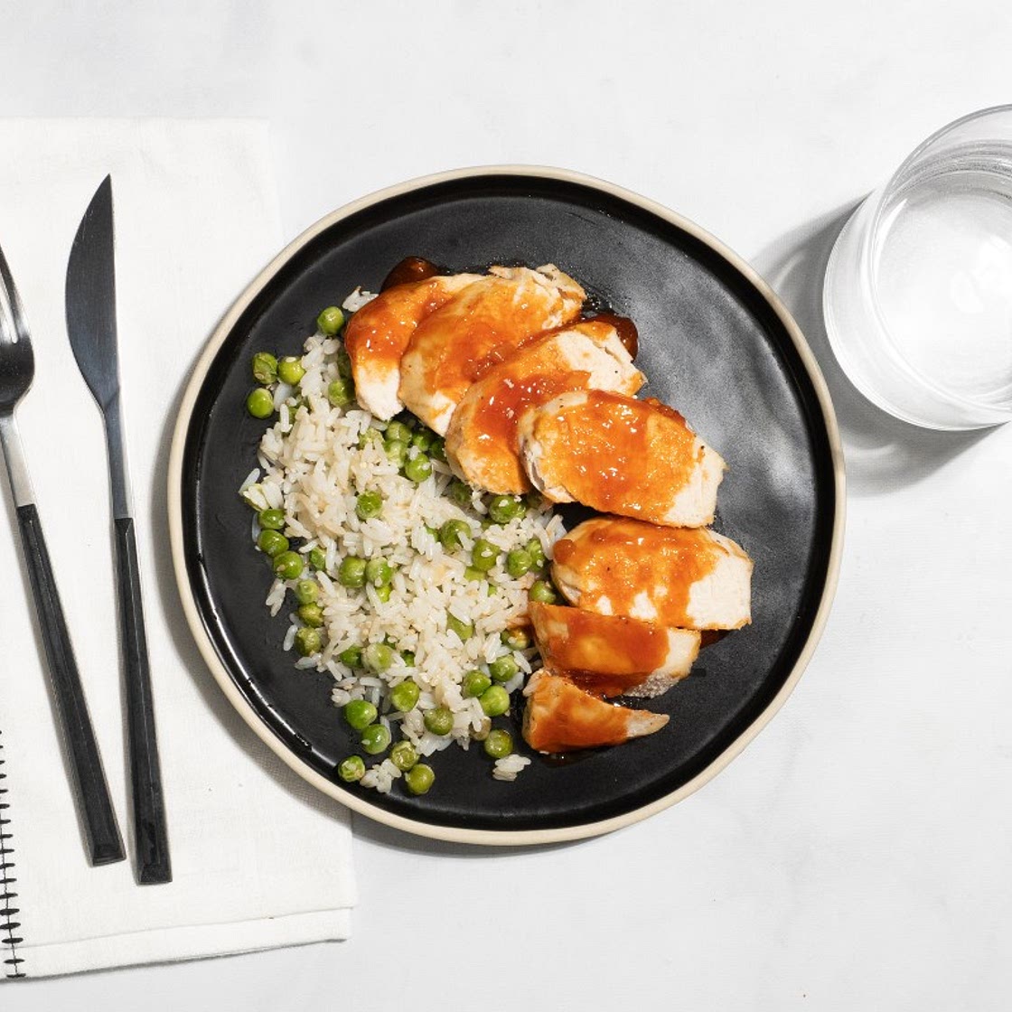 Miso Ginger Chicken with Sesame Rice and Green Peas