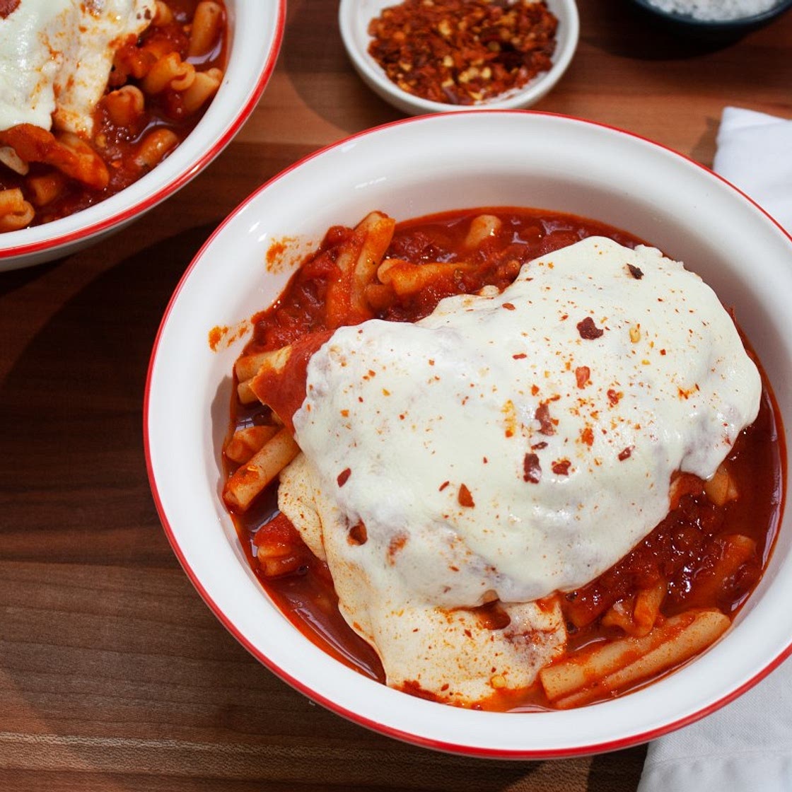 Spicy Chicken in Marinara with Melted Mozzarella
