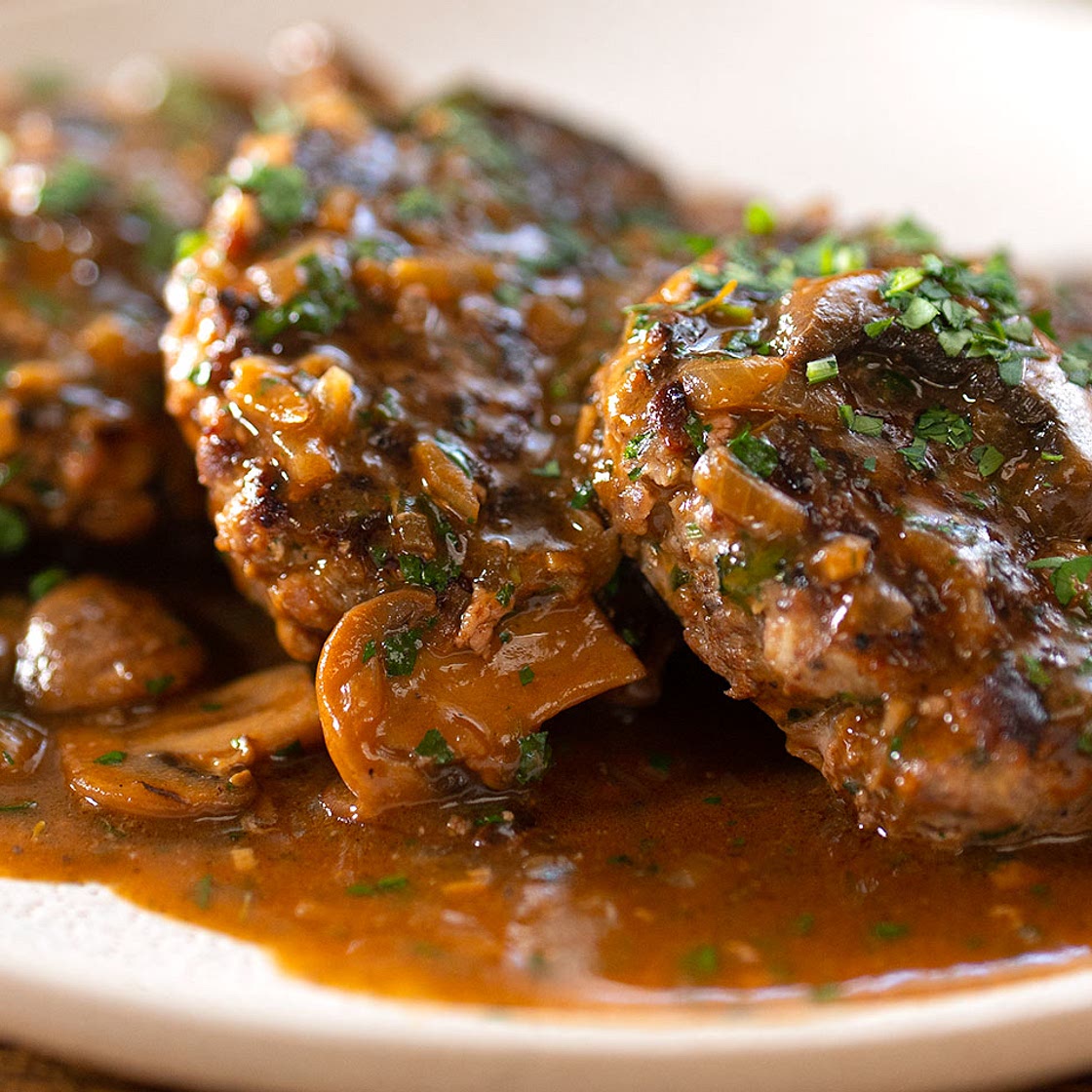 Salisbury steak - Easy Meals with Video Recipes by Chef Joel Mielle - RECIPE30