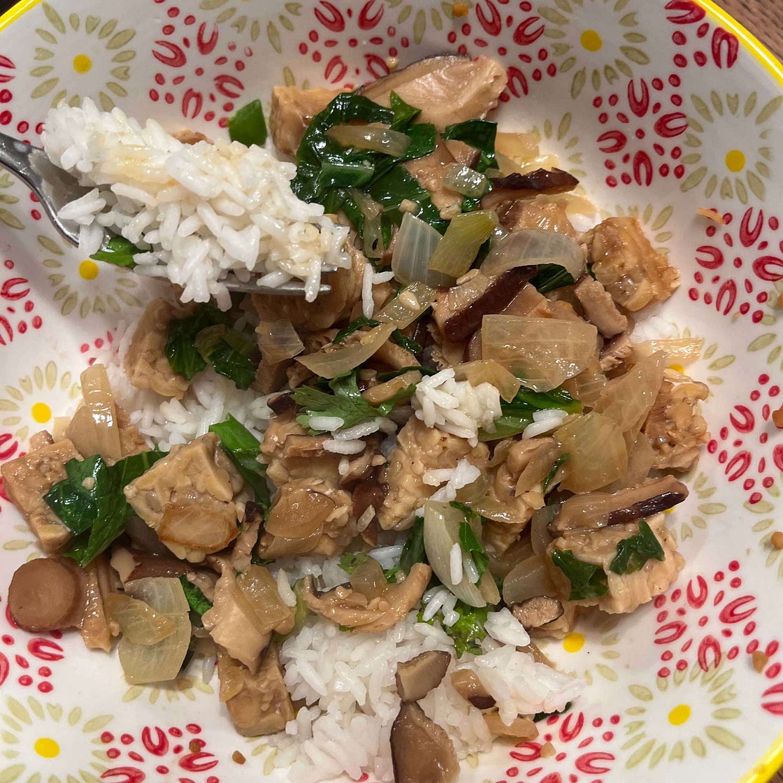 Tempeh in Creamy Mushroom Coconut Sauce