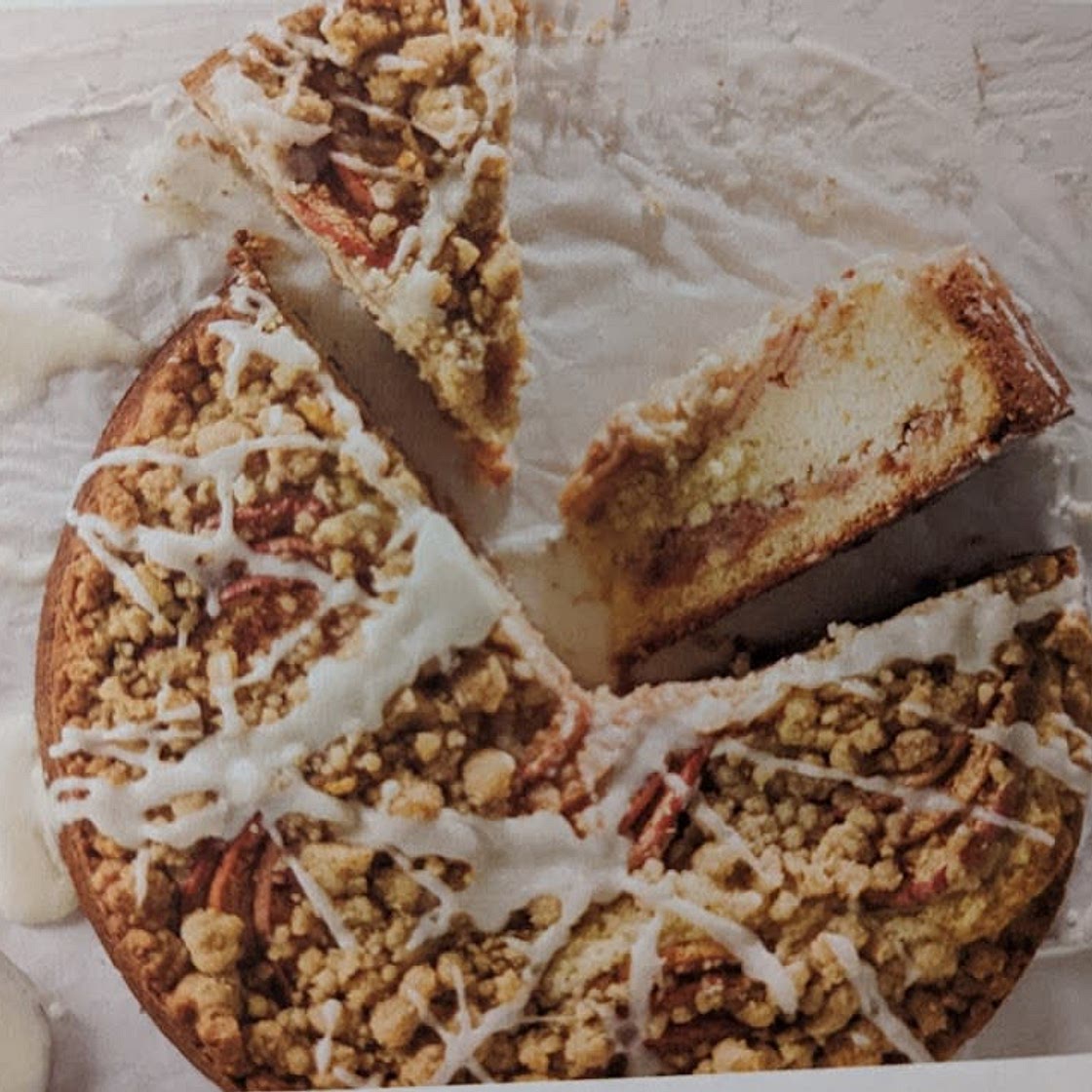 APPLE CRUMB CAKE WITH CRÈME FRAÎCHE GLAZE