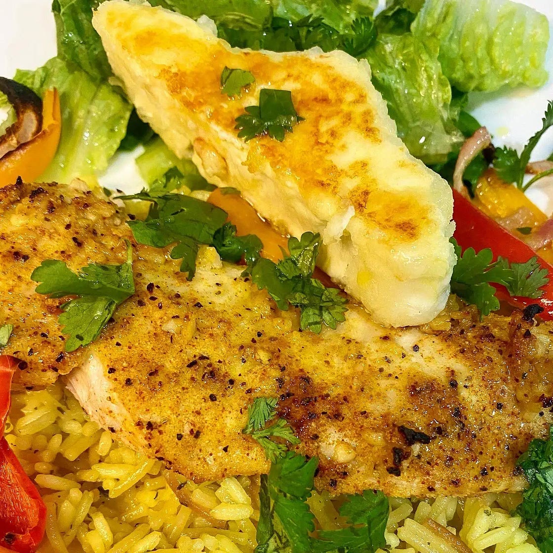 Lemon Baked Chicken & Veggies W/ Seared Feta