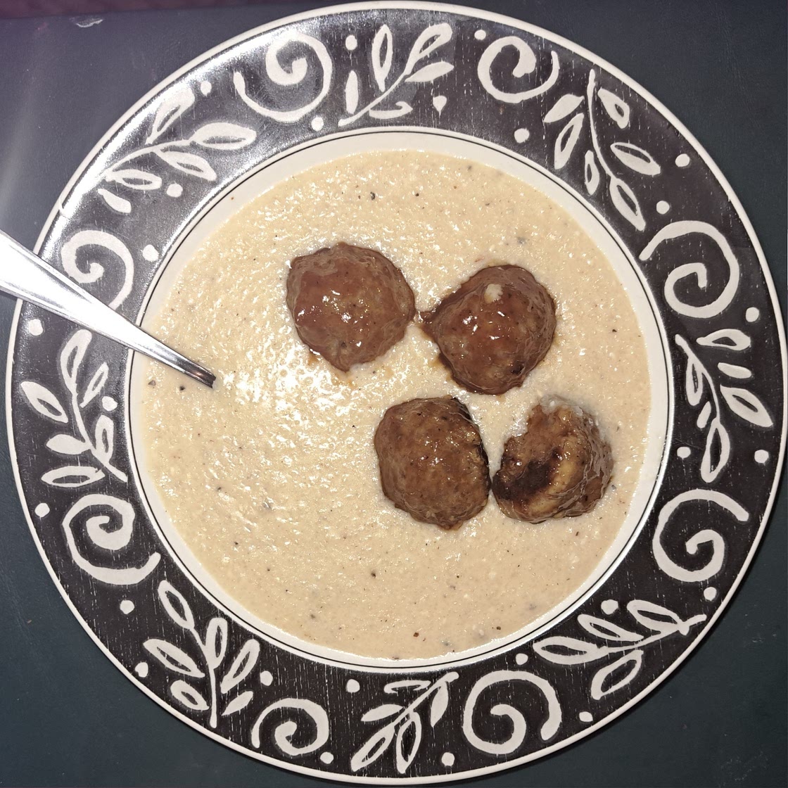 BBQ Meatballs with Cheese Grits