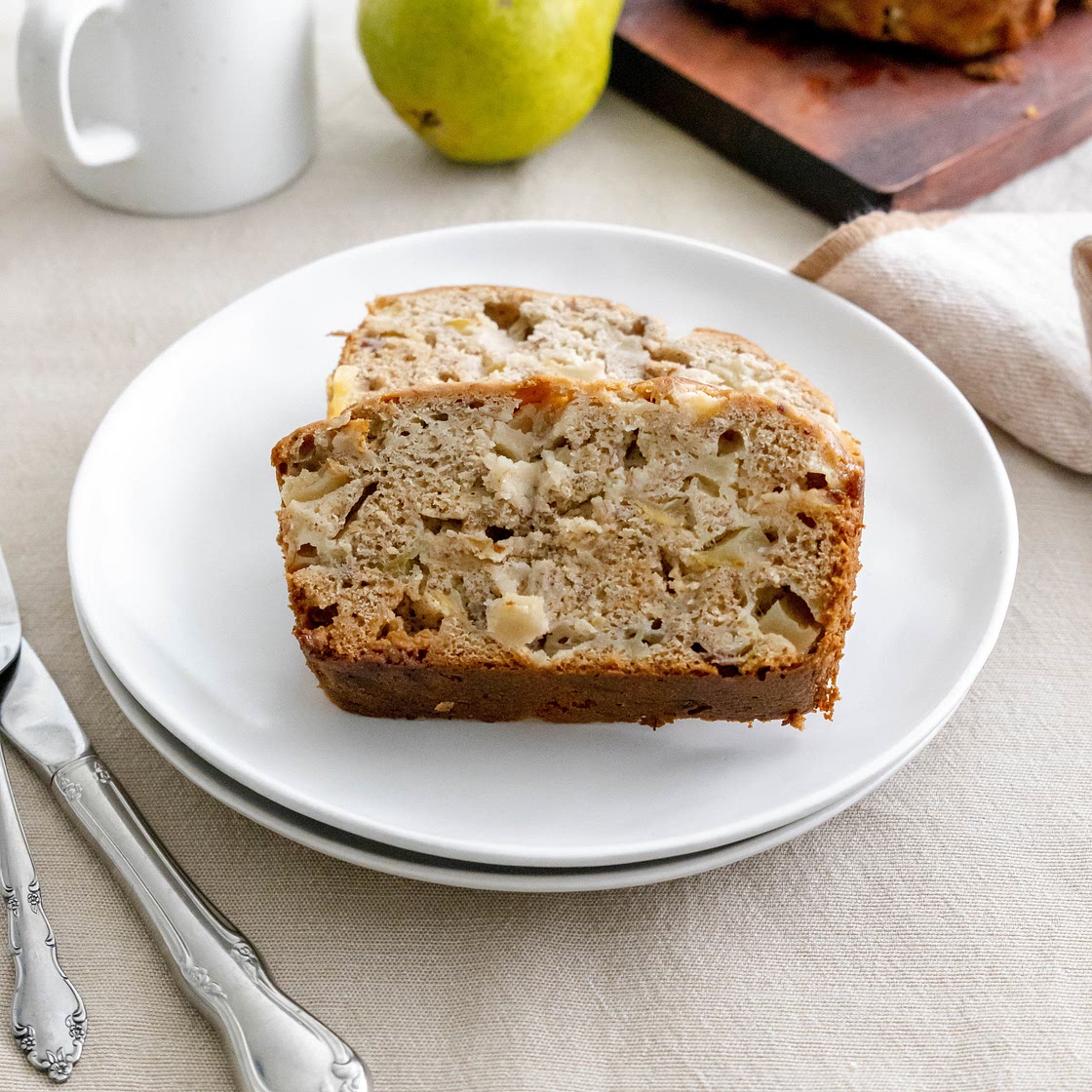Easy Banana Bread with Pear and White Chocolate Chips - MAY EIGHTY FIVE