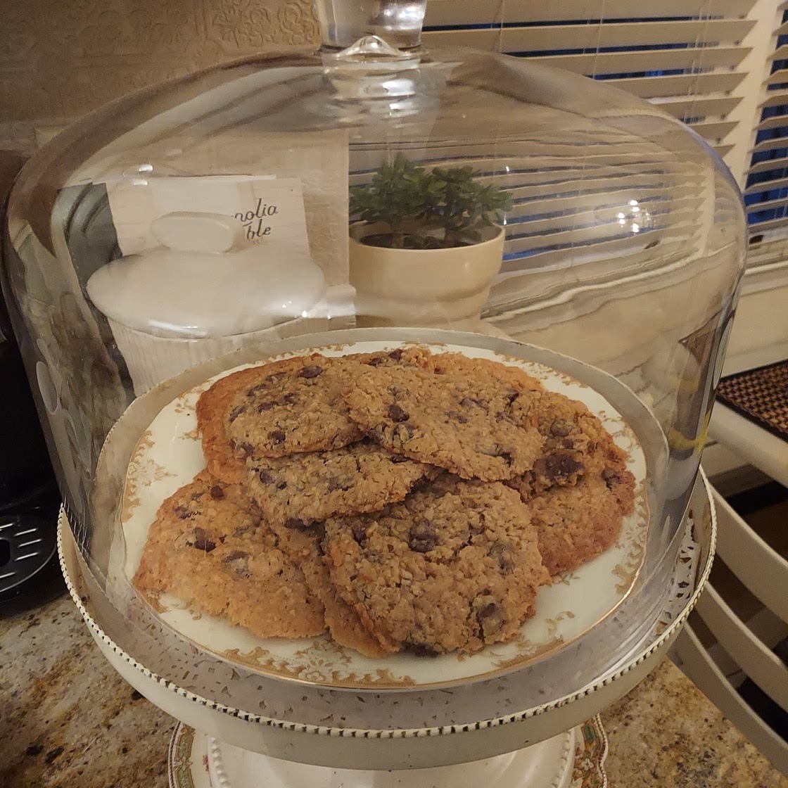 Thin and crispy oatmeal chocolate cookies