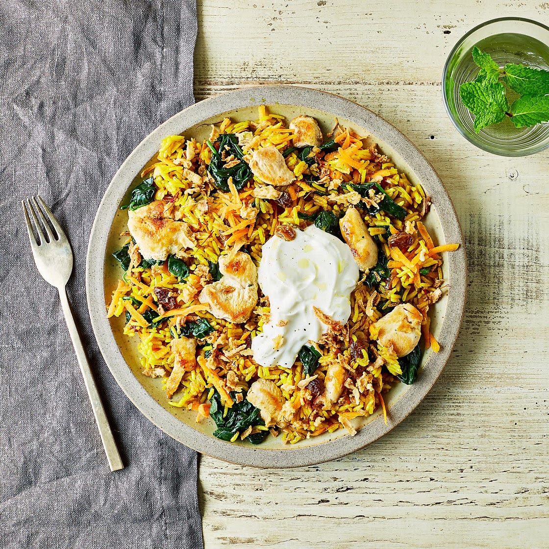 One-Pot Chicken, Pea & Coconut Pilaf With Nigella Yoghurt