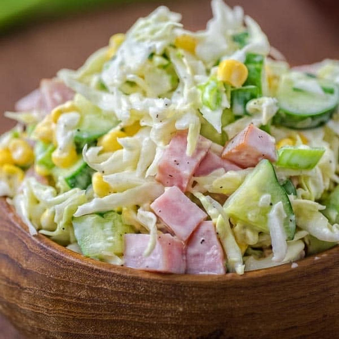 Ham and avocado salad with sweetcorn